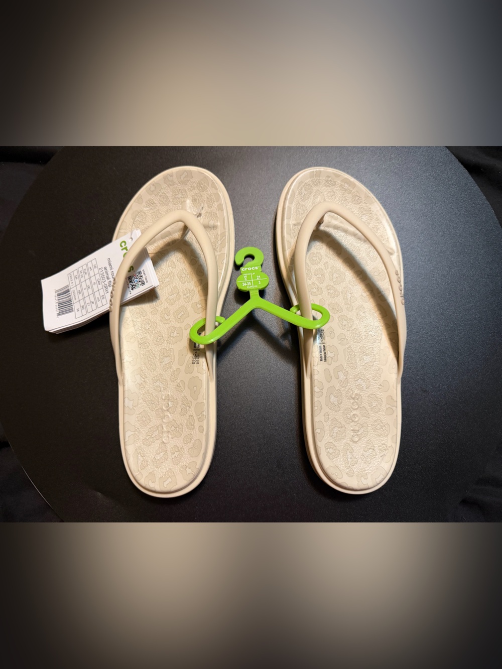 NWT CROCS, Miami Animal Print flip flops